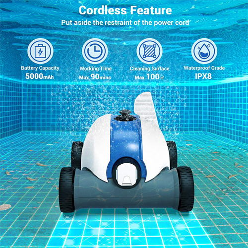 Cordless Feature PAXCESS Pool Robotic Cleaner