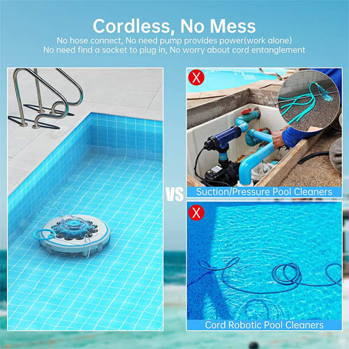 No Mess Cordless Robotic Cleaner for Swimming Pool